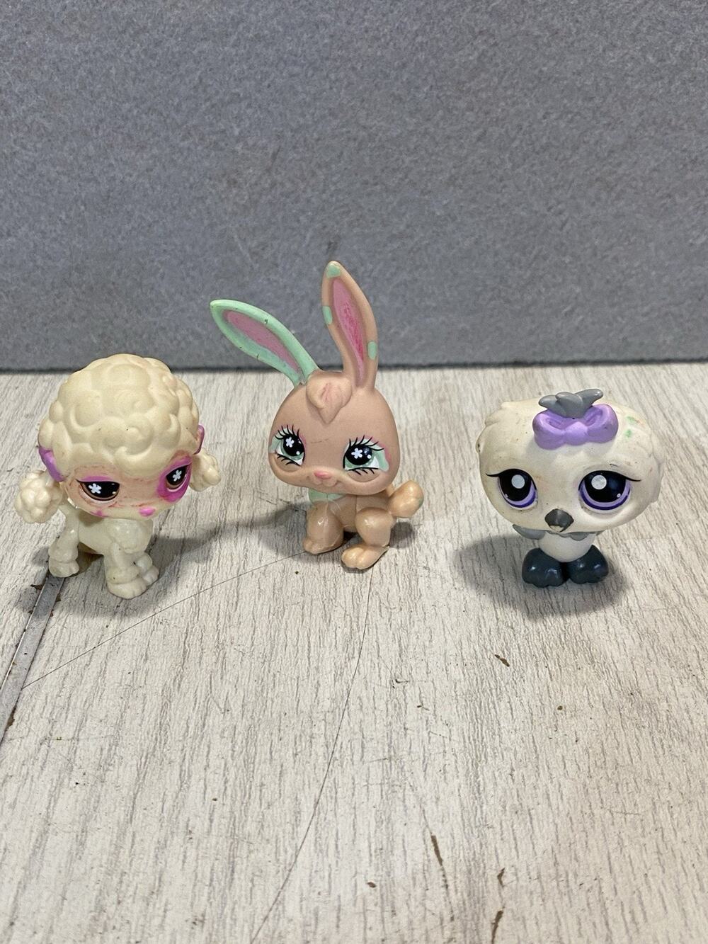Littlest Pet Shop Figures - White Dog, Owl & Bunny